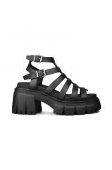 Altercore sandale de piele femei, culoarea negru, cu platforma imagine