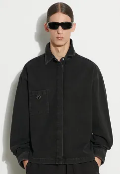 AMBUSH camasa din bumbac Boxy Fit Longleeve Denim Shirt barbati, culoarea negru, cu guler clasic, relaxed, BMYD002S24DEN imagine