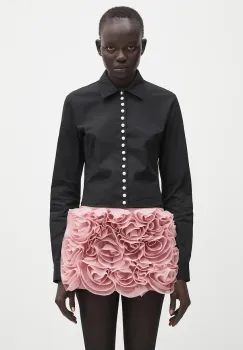 AMBUSH camasa din bumbac Fitted Pearl Button Shirt culoarea negru, cu guler clasic, regular, 12115377 imagine