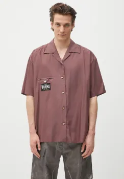 AMBUSH camasa S/S Satin Shirt culoarea bordo, cu guler clasic, relaxed, 12115311 imagine