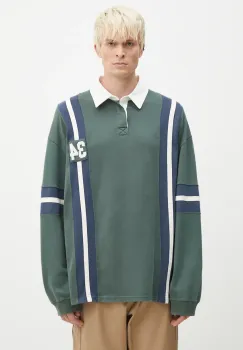 AMBUSH hanorac de bumbac Striped Rugby Shirt barbati, culoarea verde, cu imprimeu, BMGC002F24JER0015245 imagine