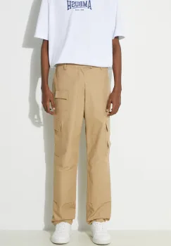 AMBUSH pantaloni de bumbac Slim Cargo Pants Tree culoarea maro, drept, BMCF001S24FAB imagine