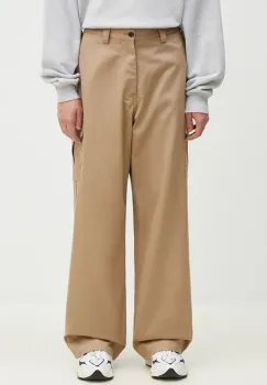 AMBUSH pantaloni de bumbac Travertine culoarea bej, drept, BMCF003F24FAB0016100 imagine