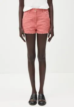 AMBUSH pantaloni scurti jeans Canvas Short Pants culoarea roz, uni, high waist, 12115383 imagine
