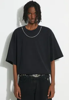 AMBUSH tricou din bumbac Ballchain barbati, culoarea negru, neted, BMAA001S24JER imagine