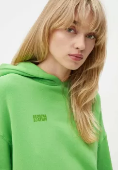 American Vintage bluza femei, culoarea verde, cu gluga, neted, IZU03DH24 imagine
