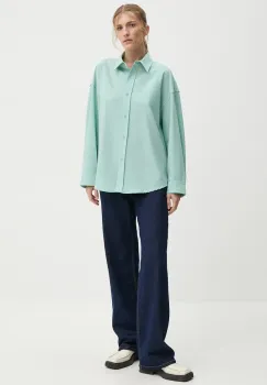 American Vintage camasa din lana culoarea verde, cu guler clasic, relaxed, DOA06AH24 imagine