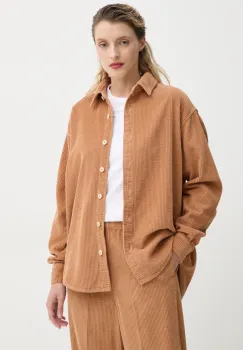 American Vintage camasa femei, culoarea maro, cu guler clasic, relaxed, PADO06AE25 imagine