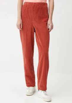 American Vintage pantaloni de catifea cord culoarea gri, drept, high waist, PADO137 imagine