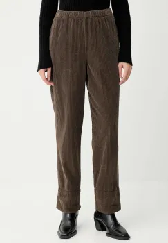 American Vintage pantaloni de catifea cord culoarea gri, drept, high waist, PADO137 imagine