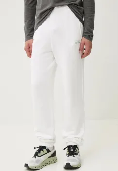 American Vintage pantaloni de trening culoarea alb, cu imprimeu imagine