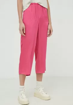 American Vintage pantaloni femei, culoarea roz, drept, high waist imagine