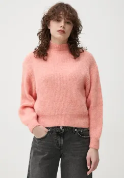 American Vintage pulover din amestec de lana femei, culoarea portocaliu, calduros, cu turtleneck, EAST18QE25 imagine