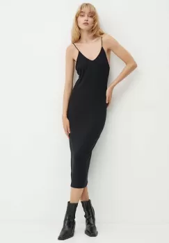 American Vintage rochie culoarea negru, midi, mulata, LAI14AH24 imagine