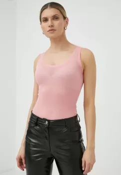 American Vintage rochie din bumbac culoarea roz, mini, mulata imagine