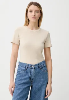 American Vintage tricou din bumbac culoarea bej, SON28G imagine