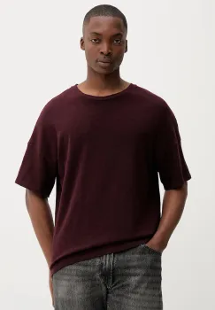 American Vintage tricou din bumbac culoarea bordo, uni, MSON02AG imagine