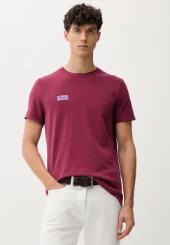 American Vintage tricou din bumbac culoarea bordo, uni, MYKO02C imagine