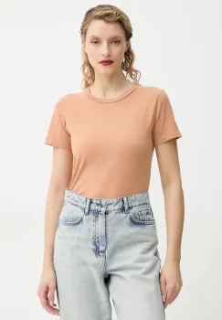 American Vintage tricou din bumbac femei, culoarea maro, GAMI21E25 imagine