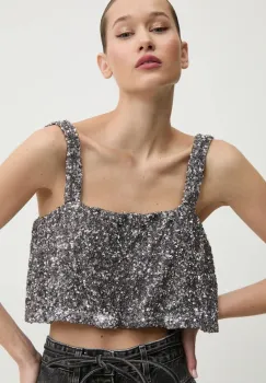 Aniye By bluza femei, culoarea argintiu, cu imprimeu, 181392 imagine