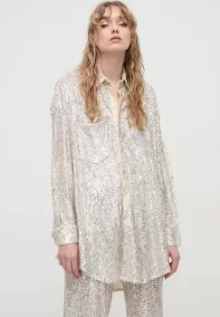 Aniye By camasa femei, culoarea bej, cu guler clasic, relaxed imagine
