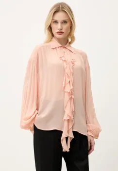 Aniye By camasa femei, culoarea portocaliu, cu guler clasic, relaxed, 185875 imagine