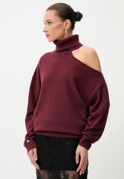 Aniye By pulover de lana culoarea bordo, cu guler, 181037 imagine