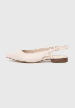 Answear Lab balerini de piele culoarea bej, cu toc deschis imagine