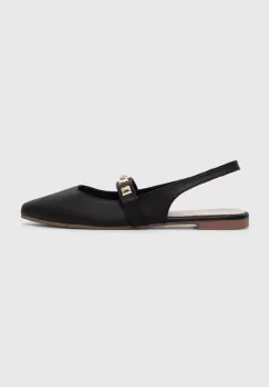 Answear Lab balerini de piele culoarea negru, cu toc deschis imagine
