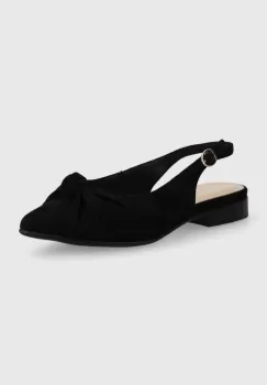 Answear Lab balerini din piele intoarsa culoarea negru, cu toc deschis imagine