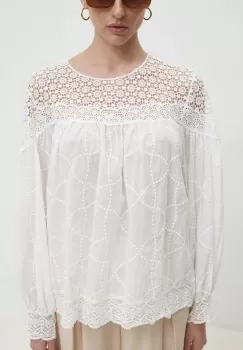 Answear Lab bluza din bumbac femei, culoarea alb, neted imagine