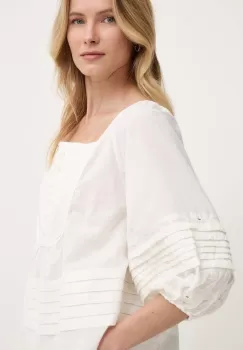 Answear Lab bluza din bumbac femei, culoarea alb, neted imagine