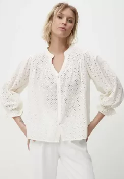 Answear Lab bluza din bumbac femei, culoarea alb, neted imagine