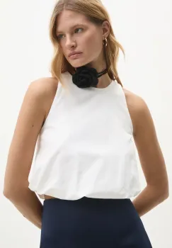 Answear Lab bluza din bumbac femei, culoarea alb, neted imagine