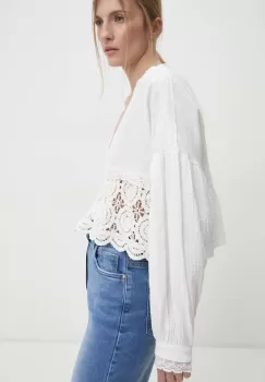 Answear Lab bluza din bumbac femei, culoarea alb, neted imagine