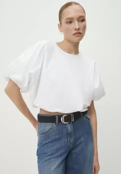 Answear Lab bluza din bumbac femei, culoarea alb, neted imagine
