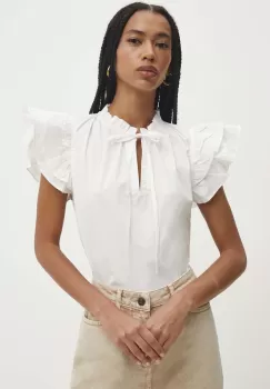 Answear Lab bluza din bumbac femei, culoarea alb, neted imagine