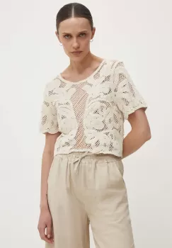 Answear Lab bluza din bumbac femei, culoarea bej, neted imagine