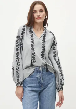 Answear Lab bluza din bumbac femei, culoarea gri, cu imprimeu imagine