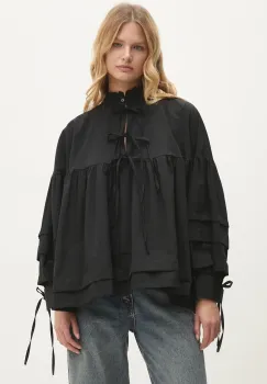 Answear Lab bluza din bumbac femei, culoarea negru, neted imagine