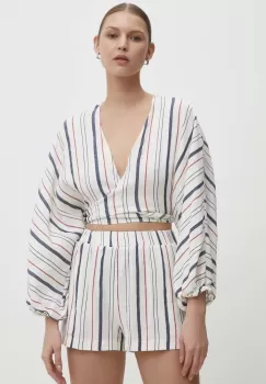 Answear Lab bluza din in culoarea alb, modelator imagine