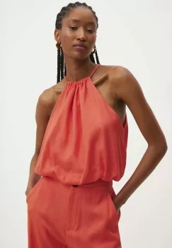 Answear Lab bluza din in culoarea portocaliu, neted imagine