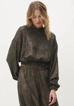 Answear Lab bluza femei, culoarea auriu, cu gluga, melanj imagine