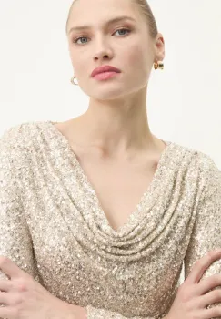 Answear Lab bluza femei, culoarea auriu, cu imprimeu imagine