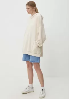 Answear Lab bluza femei, culoarea bej, cu gluga, melanj imagine