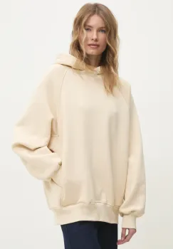Answear Lab bluza femei, culoarea bej, cu gluga, neted imagine