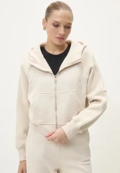 Answear Lab bluza femei, culoarea bej, cu gluga, neted imagine