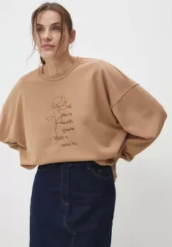 Answear Lab bluza femei, culoarea bej, cu imprimeu imagine