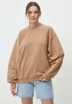 Answear Lab bluza femei, culoarea bej, cu imprimeu imagine