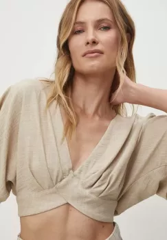 Answear Lab bluza femei, culoarea bej, neted imagine